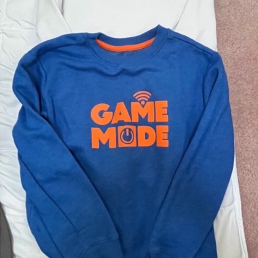 Cat & Jack Boys Blue Sweatshirt with Neon Print & bcg Long Sleeve Tee Small